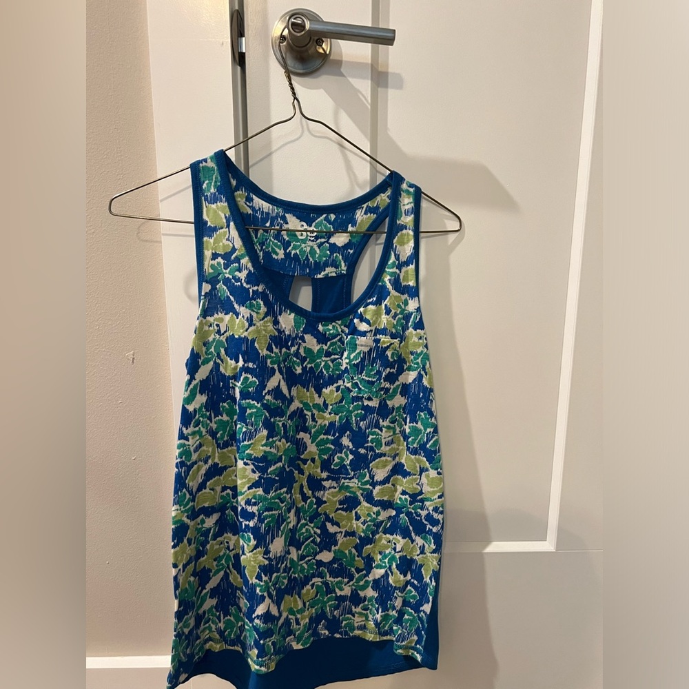 SO Blue and Green Patterned Loose Tank Top